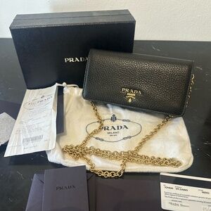 PRADA Vitello Daino Mini Crossbody Bag Black